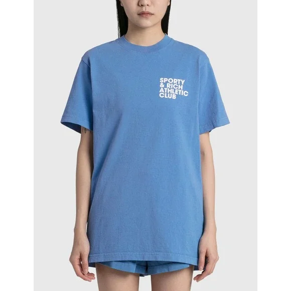 Sporty & Rich Athletic Club Tee Shirt Blue Size XL - Picture 1 of 7